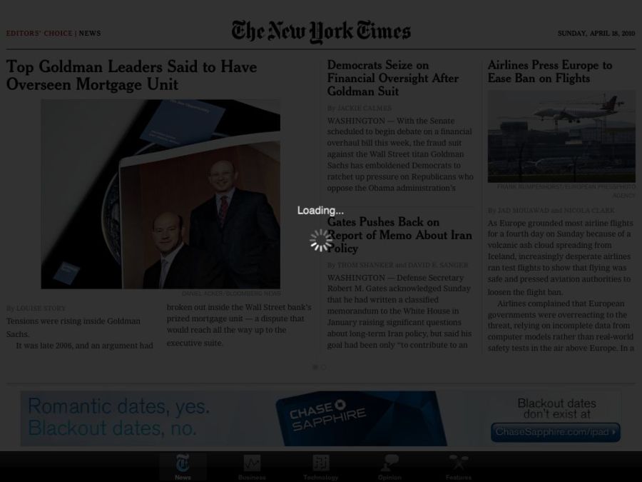 NYTimes Chase Ad Loading in App